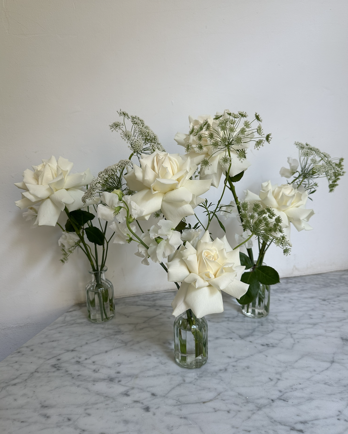 White Rose Bud Vase Set