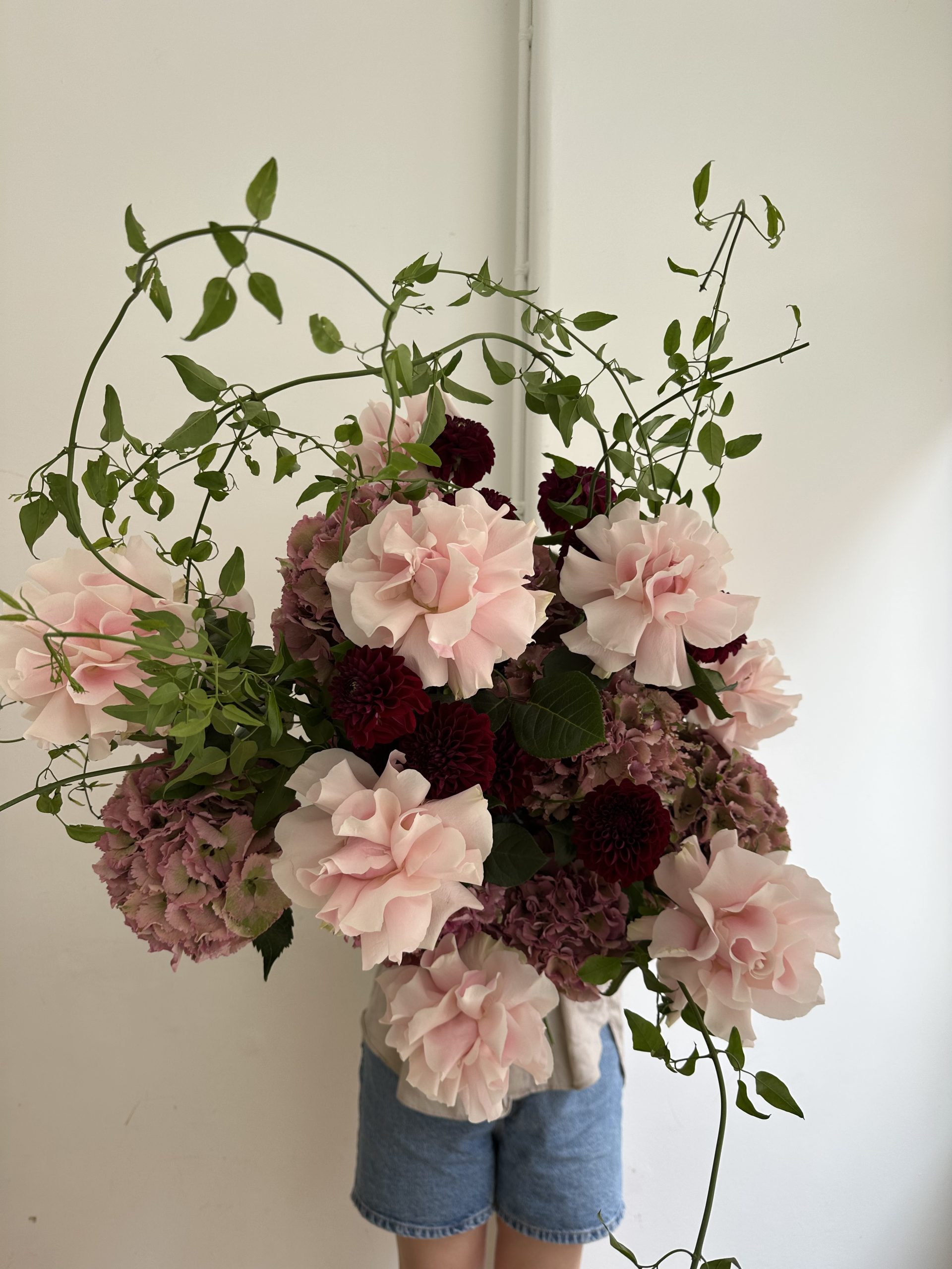 Pale Pink Rose, Hydrangeas and Dahlias